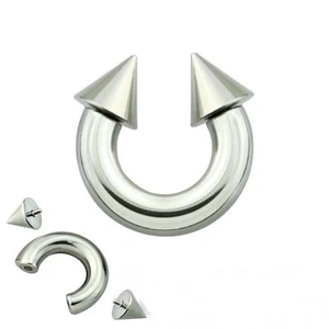 Horseshoe Heavy 0 Gauge 3/4" w/Spikes 12mm Internal Thread Steel Body SET of 2 - Picture 1 of 4