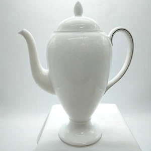 Wedgwood "Silver Ermine" R4452 Bone China Coffee Pot, White w/Silver Gilt Floral - Picture 1 of 17