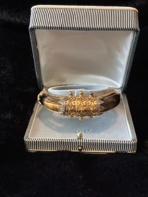 Quartz Crystal Cuff Bracelet with 18k Gold Vermeil on Silver; Unique  Lock. - Image 1 of 3