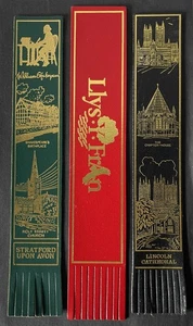 3 Vintage Retro Leder Souvenir Lesezeichen STRATFORD, LLYS, LINCOLN CATHEDRAL - Bild 1 von 5