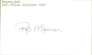 Rob Maurer Signed 3x5 Index Card Cut Rangers Autograph Den - Picture 1 of 1
