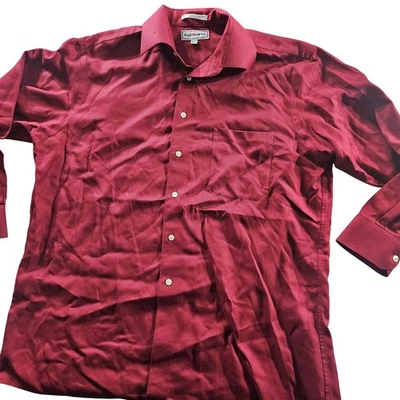 Camisa Paul Fredrick Para Hombre 16.5 32 Roja No Hierro Vestido Botón Delantero Manga Larga Foto 1 de 4