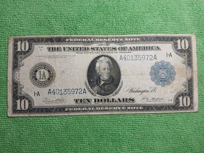 Fr.907a 1914 $10 Federal Reserve Note Boston  White/Mellon Large Note - Image 1 of 4