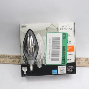 (3-Pk) Feit Electric B10 E12 Candelabra Dim White Filament Clear Glass - Picture 1 of 4