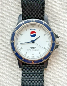 Vintage Pepsi Cola Unisex Uhr mit schwarzem Canvas Armband - Bild 1 von 4