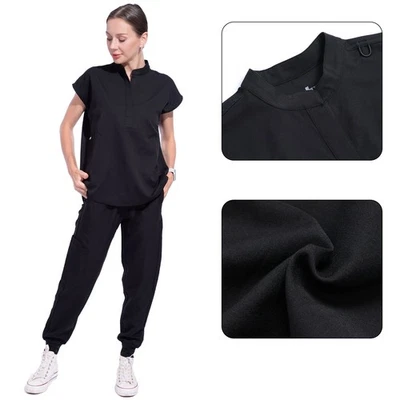Women Scrub Sets Slim Scrubs Stretch Top & Jogger Scrub Pants with Multi Pocket - Image 1 of 4