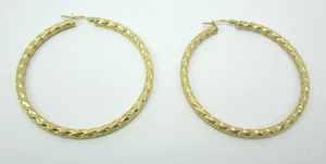 ATEMBERAUBENDE DAMEN 10K GELBGOLD (2") STRUKTURIERTE CREOLEN 3,4G - Bild 1 von 7