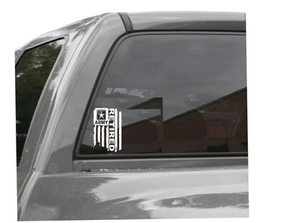 BANDERA DEL EJÉRCITO DE ESTADOS UNIDOS ANGUSTIADA CALCOMANÍA DE VINILO RETIRADA EJÉRCITO DE EE. UU. Foto 1 de 2