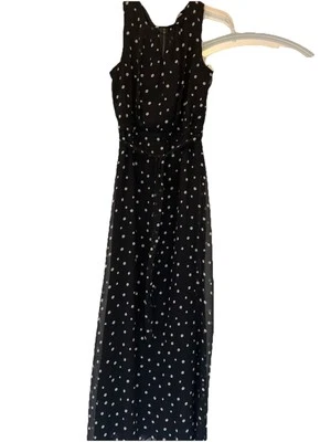 Vestido para mujer Danny and Nicole forrado azul marino blanco a lunares ajuste acampanado lazo cintura 6 Foto 1 de 4