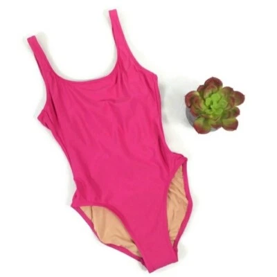 J. Traje de baño de una pieza Crew B6805 para mujer 1989 rosa con espalda redonda talla 2 Barbiecore Foto 1 de 4