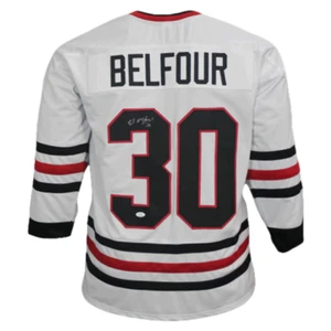 Ed Belfour Signed White Chicago Hockey Jersey JSA - Picture 1 of 3