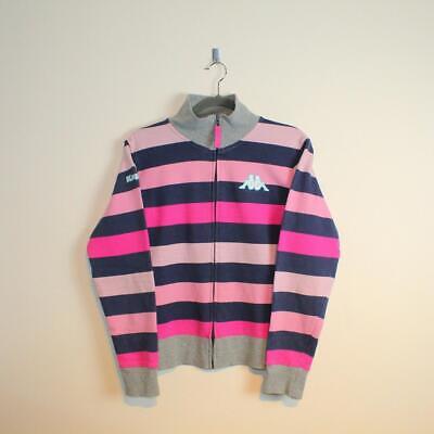 Vintage Womens Kappa Long Sleeve Striped Zip Up Sweatshirt Pink Navy Grey Large • 24.03€