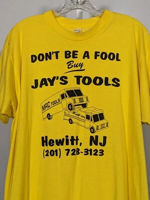 复古 80 年代 Mac 工具与 Snap On Jay's 工具促销广告衬衫美国新泽西 5050  — 第 1/4 张图片