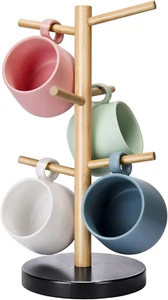 Bamboo Mug Holder Tree, Thicker Base Coffee Cup Holder Stand for Counter, Mug Ra - Picture 1 of 12