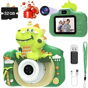 Kids Dinosaur Camera 1080P HD Digital Video Camera 32GB SD Card Children Gifts - Picture 1 of 7