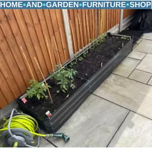 Galvanised Raised Garden Planter Box Rectangular Outdoor Bed with Safety Edging - Picture 1 of 15