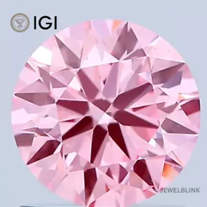 IGI Certified 0.99 CT Fancy Vivid Pink VS2 Round Brilliant CVD Lab Grown Diamond - Picture 1 of 18