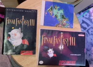 Final Fantasy III (Nintendo SNES, 1994) with Map and Manual - Picture 1 of 5