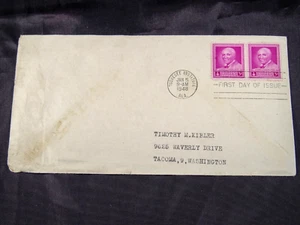 3c Dr. George Washington Carver stamp pair First Day Cover no cachet typewritten - Picture 1 of 2