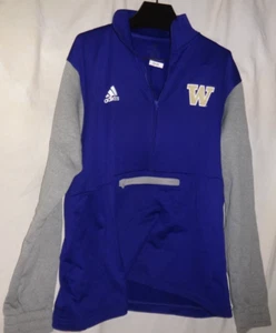Washington Huskies adidas Team Issue 1/4 Zip Pullover Thick Shirt Sz XL - Picture 1 of 3