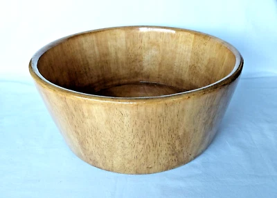 Cuenco para servir de madera decorativo grande madera clara alto brillo 14 pulgadas de diámetro Foto 1 de 4