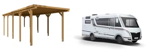 Carport Flachdach WoMo 800x800cm Fichte druckimprägniert KDI für Wohnmobile - Bild 1 von 1