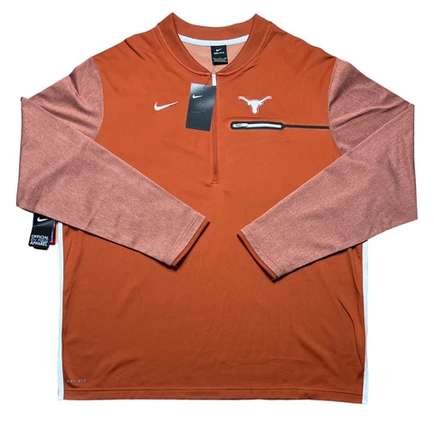 NWT Men’s NIKE Dri-Fit Texas Longhorns 1/4 Zip Football Long Sleeve Pullover 2XL Cover