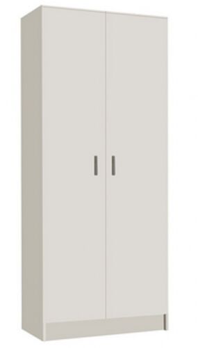 Armario Multiusos, Escobero, 2 Puertas con acabado de color Blanco 73x180x37 cm