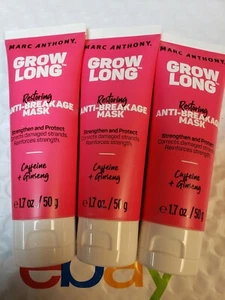 3X Grow Long ~ Máscara anti-rotura de Marc Anthony ~ 1,70 oz ea cafeína ginseng - Imagen 1 de 1