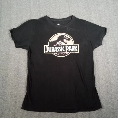 Jurassic Park Shirt Boy Large Black Short Sleeve Casual Logo Classic Movie - Image 1 of 4