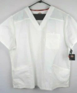 Dickies Größe 2XL Herren weiß Scrubs Arbeitshemd Krankenschwester Oberteil Baumwolle/Polyester Taschen - Bild 1 von 9