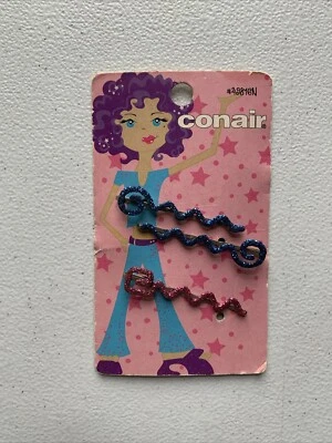 2003 Conair Y2K Sparkly Glitter Blue Swirl Pink Zig Zag Bobby Pins Hair Pin - Image 1 of 4