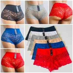 6 Pack Womens Lace Boyshorts Bikini Panties Sexy Boy Shorts Lingerie Underwear S - Picture 1 of 10