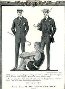 Ad. original de Kuppeheimer de 1913 JC Leyendecker. Interés Gay. Nadador y 2 hombres - Imagen 1 de 3