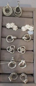 Vtg NEW Lot of 6 MCM Signed Napier Sterling Silver Clip On Screwback Earrings - Picture 1 of 1