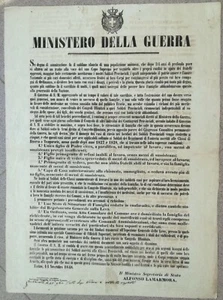 Ministero della Guerra - 14 Novembre 1848 - Alfonso La Marmora - Risorgimento - Picture 1 of 1