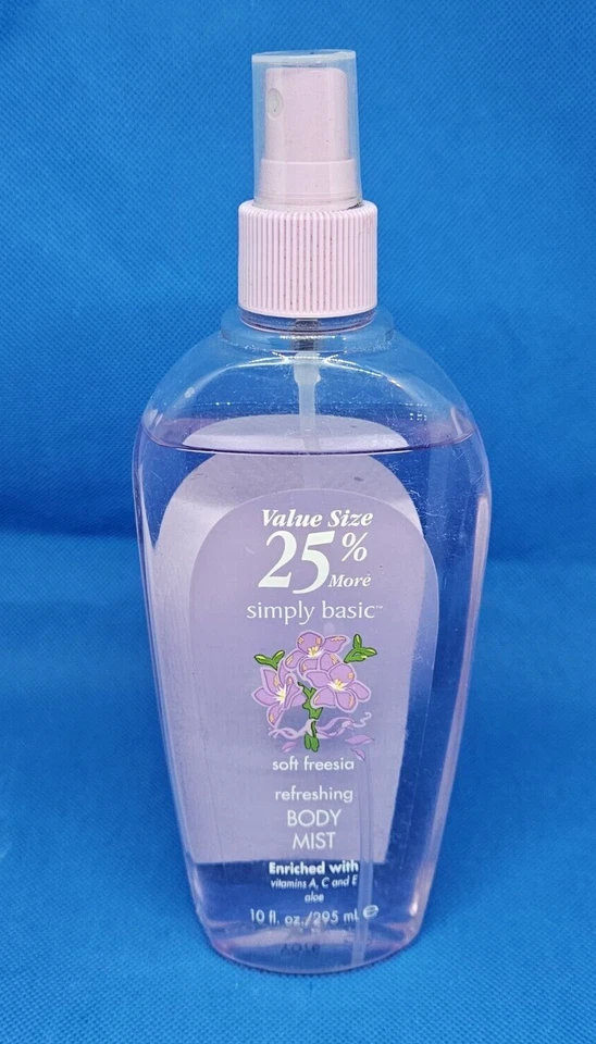 Освежающий туман для тела Simply Basic Sweet Freesia 8 жидк. Oz РЕДКАЯ 95% полный - Изображение 1 из 3