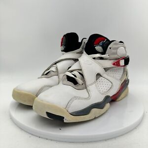 Nike Air Jordan 8 Retro Youth Sz 7Y  305368-103 White Black Red Basketball Shoes