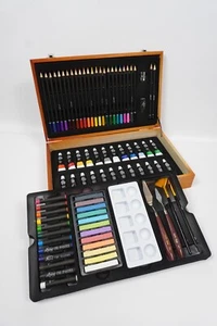 Malkoffer 82-Teilig Malset Holzkoffer Zeichenset Kreativ Kunst Malen Zeichnen - Bild 1 von 4