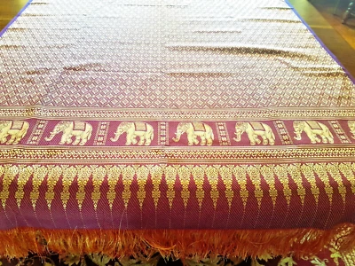 Tapis de table en brocard de soie réversible - 200 cmx100 cm - Photo 1/4