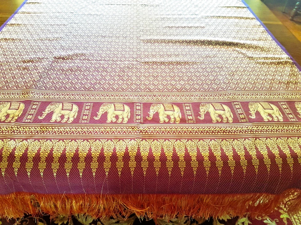 Tapis de table en brocard de soie réversible - 200 cmx100 cm - Photo 1/4