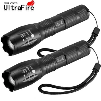 2PCS Ultrafire 90000LM T6 LED Super Bright zoom Flashlight 5 Modes Lamp Torch - image 1 of 4