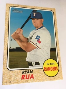 2017 Topps Heritage Jumbo 5x7 Ryan Rua Rangers 338 #’d 01/10 Gold - Picture 1 of 1