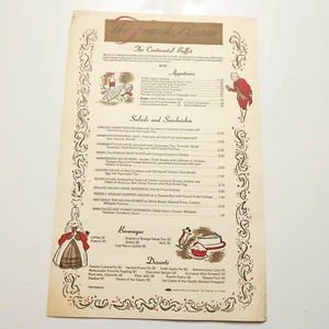 Vintage Ambassador Hotel The French Room Rare Single Page Menu Collectible - Picture 1 of 6