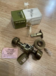 Vintage National Lock Brass Entrance Lock Door Knob 80s NOS W/keys - Picture 1 of 8