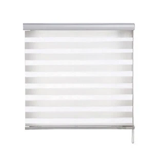 Zebra Window Blinds Light Filter Dual Layer Window Shade Cord Loop White - Picture 1 of 15