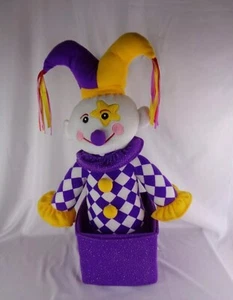 Jack In The Box Clown Peluche Giocattolo Grande Funziona Viola e Giallo 24" - Foto 1 di 3