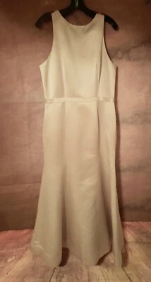 Vestido de novia profundo en V espalda longitud té ostra satinado Bill Levkoff talla 14 NUEVO Foto 1 de 3