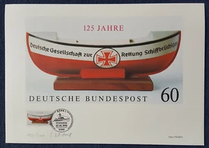 Top Geschenk: Briefmarkengrafik 125 Jahre Seenotrettung – sign. & num. - Bild 1 von 1