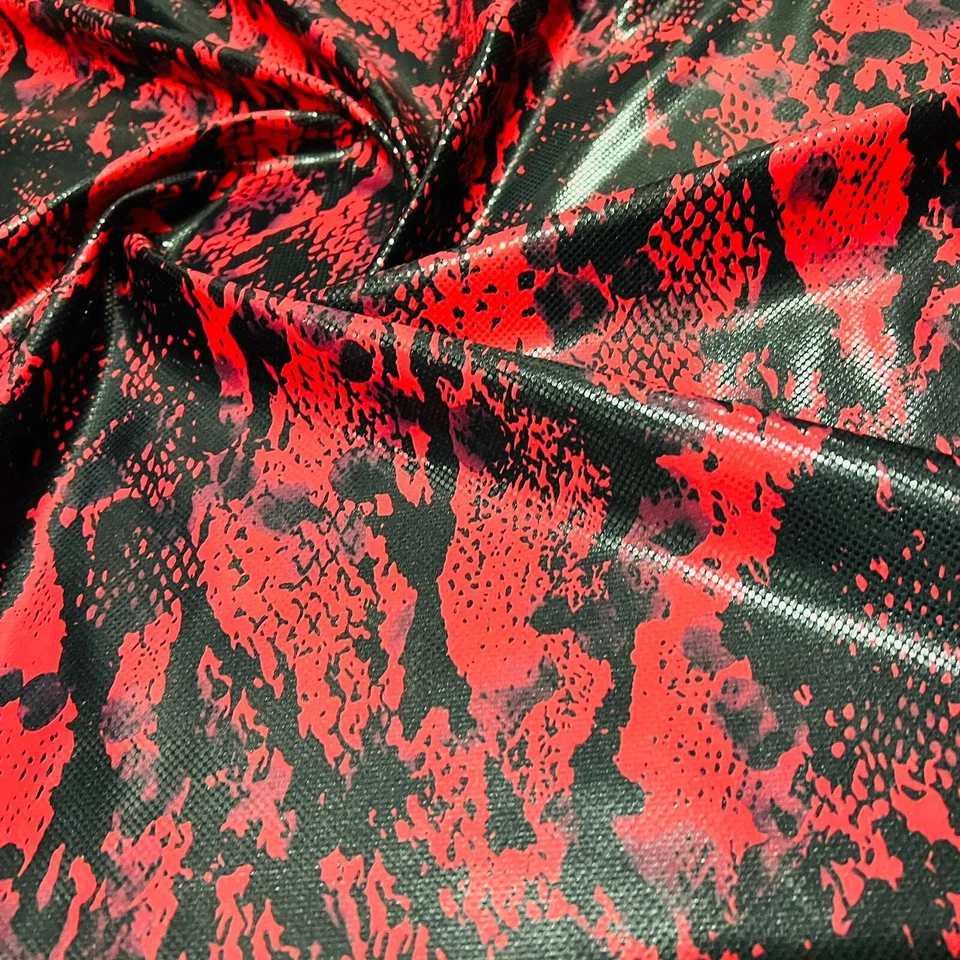 4 Way Stretch Fabric Red Snake Animal Print Spandex By Yard for Swimwear